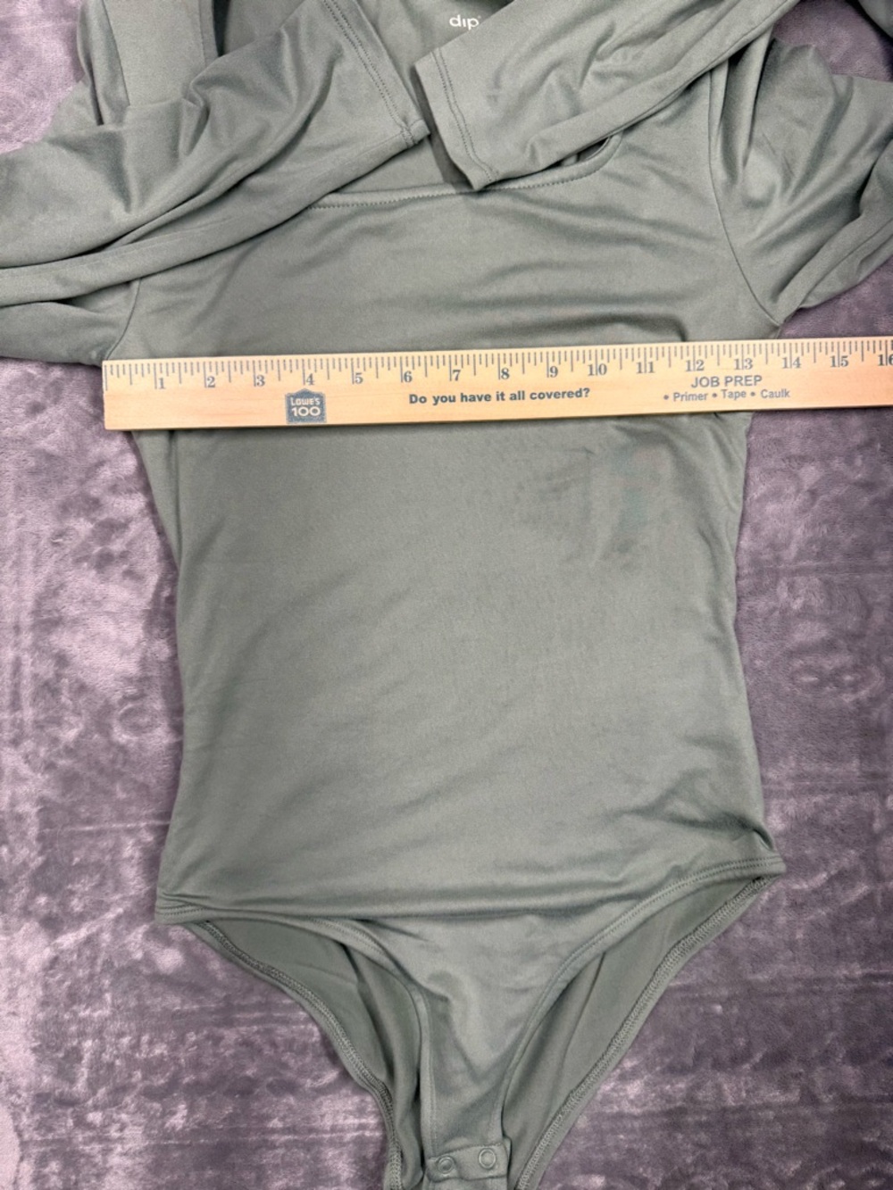 Olive Long Sleeve Square Neck Bodysuit - Picture 6 of 8